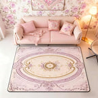 Light Pink Large Area Rug 5x7 Antique Decor Boho Floral Living Room Rug | Bohemian Flowers Rugs for Bedroom, Minimalist Damask Victorian Carpet Indoor Floor Mat