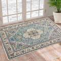 Boho Vintage Oriental Entry Rugs for Entrance Non-Slip Washable Tribal Small Area Rug,Ultra Soft Bohemian Floral Medallion Low-Pile Indoor Front Door Mat for Bedroom Kitchen Bathroom 20" x 32"