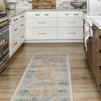 RUGGABLE Washable Vintage Runner Rug – Sarrah Coral 2.5x10, Stain-Resistant, Non-Slip Hallway Runner – Machine Washable Rug for Hallway, Entryway, Living Room & Kitchen–with Cushioned Pad