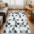 3x5 Rugs Machine Washable, Ultra-Thin Area Rugs for Bedroom Entryway Living Room Bedside Low-Pile, Boho Small Throw Floor Carpet Non Slip Soft Indoor Rug Modern Abstract Gray