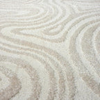 LUXE WEAVERS Geometric Swirl Cream 4x5 Area Rug High Low Modern Carpet