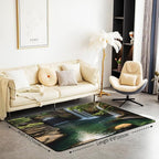 Waterfall Large Area Rug 5x7 Lake Cascade Scenery Living Room Rug | Chic Nature Art Mountain Rock Rugs for Bedroom, Sault Landscape Carpet Indoor Floor Mat