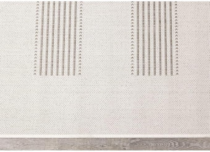 Beige Carpet for Bedroom with Striped Design, 5x7 Washable Boho Rug for Living Room or Versatile Accent to Refresh Any Room Décor