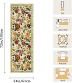 2x6 Machine Washable Runner Rug, Kitchen Hallway Area Rug Green Vintage Boho Floral Ultra Non-Slip Low Pile Soft Faux Wool Carpet, Kids and Pets Friendly for Bedroom Entryway Nursery Home Decor Rug
