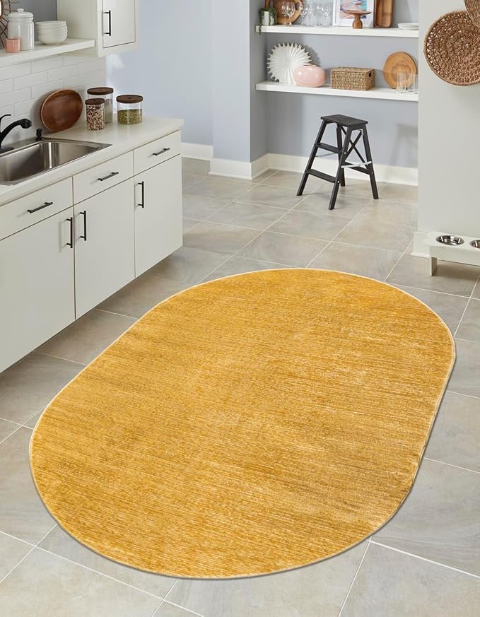 Unique Loom Finsbury Collection Area Rug - Kate (7' 10" x 10' Oval, Yellow)