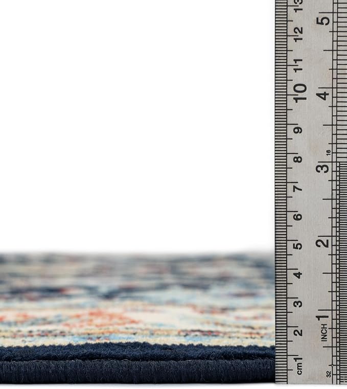 Unique Loom Sialk Hill Collection Area Rug - Washington (9' x 12' 2" Rectangle Navy Blue/Cream)