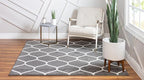Rugs.com Lattice Frieze Collection Rug – 6' Square Dark Gray Medium Rug Perfect for Living Rooms, Kitchens, Entryways
