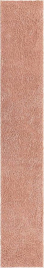 Unique Loom Davos Shag Collection Area Rug - Solid (2' 7" x 16' 5" Runner, Dusty Rose)