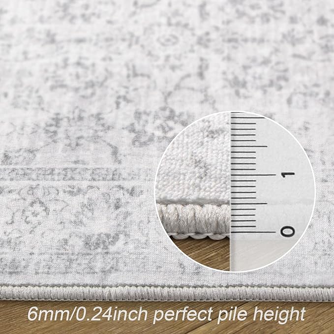LIVEBOX 10x14 Area Rugs, Extra Large Grey Area Rug for Living Room Boho Soft Non-Slip Rug, Low Pile Non-Shedding Indoor Carpet for Dining Room Bedroom High Traffic Areas