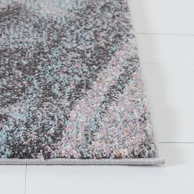 SAFAVIEH Glacier Collection Area Rug - 5'3" x 7'6", Pink & Blue, Modern Abstract Design, Non-Shedding & Easy Care, Ideal for High Traffic Areas in Living Room, Bedroom (GLA126U)