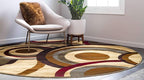 Unique Loom Barista Collection Area Rug - Kona (4' 1" Round, Beige/ Black)