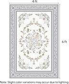 SOULFUL Medium Pile 4x6 Rugs for Living Room - Cozy Soft Underfoot Area Rug - Light Taupe Boho Floral - Washable Non-Slip - Perfect for Bedroom Kids Room Under Dining Table Office