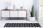Rugs.com Lattice Frieze Collection Rug – 2' x 6' Runner Black Medium Rug Perfect for Living Rooms, Large Dining Rooms, Open Floorplans