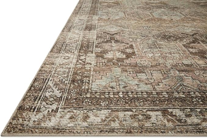 Loloi Amber Lewis Billie Collection, Clay & Sage 5'-0" x 7'-6" Area Rug – Antique & Distressed Accent Rugs for Living Room, Bedroom, Entryway & Hallway, No Shed High Traffic Area Home Decor Rug