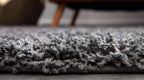 Unique Loom Solid Shag Collection Area Rug (5' 1" Round Graphite Gray)