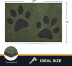 PURRUGS Dirt Trapping Door Mat 32" x 47", Non-Skid/Slip Machine Washable Microfiber Entryway Rug, Dog Doormat, Super Absorbent Welcome Mat for Muddy Wet Shoes and Paws, Green