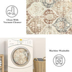 Lahome Moroccan Trellis Hallway Runner Rug, 2x6 Kitchen Runner Rugs Non Skid Washable, Vintage Laundry Room Rug Ultra-Thin Long Carpet for Bathroom Bedroom Entryway, Khaki