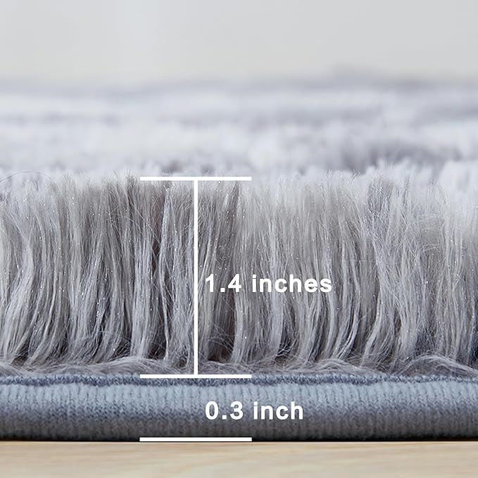 Andency Soft Area Rugs for Living Room Bedroom, 5x8 Fluffy Shaggy Bedside Rug, Non-Slip Large Shag Fuzzy Plush Carpets for Bedroom Kids Dorm Nursery Home Decor Aesthetic, Tie-Dyed Light Grey