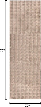 nuLOOM Jeni Taupe, 2'6" x 6', Solid Faux Rabbit, Fluffy and Cozy, High Traffic, Stain Resistant, Easy Clean, Durable Washable Runner for Bedroom, Living Room, Dining, Den, Foyer, Entryway