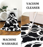 YIHOUSE Black Modern Geometric Area Rug 6x9, Black and White Rug with Abstract Circles,Non-Shedding Washable Rugs for Bedroom, Home Office and Living Room