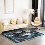 Western Wolf Large Area Rug 5x7 Bohemian Dream Catchers Living Room Rug | Woodland Animals Rugs for Bedroom, Dreamcatcher Wildlife Carpet Indoor Floor Mat