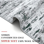 Modern Abstract Runner Rug 2x10, Black Grey White Washable Long Kitchen Runner Non-Slip Soft Hallway Rug Runner Thin Print Faux Wool Carpet for Entryway Bedroom Laundry Room Indoor Home Decor