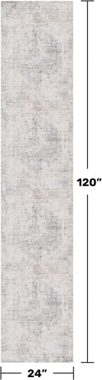 Non Slip 10ft Long Hallway Runner Rug - Blue and Gray 2 x 10 Runner Rug, Washable & Waterproof 2x10 Kitchen Floor Mat - Modern Abstract Design Décor