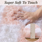 4x6 Area Rugs for Living Room Bedroom, Soft Fluffy Shaggy Bedside Rug, Indoor Floor Carpet for Kids Playroom, Dorms, Nursery Rooms, Home Decor (Pink & White 4'x6')