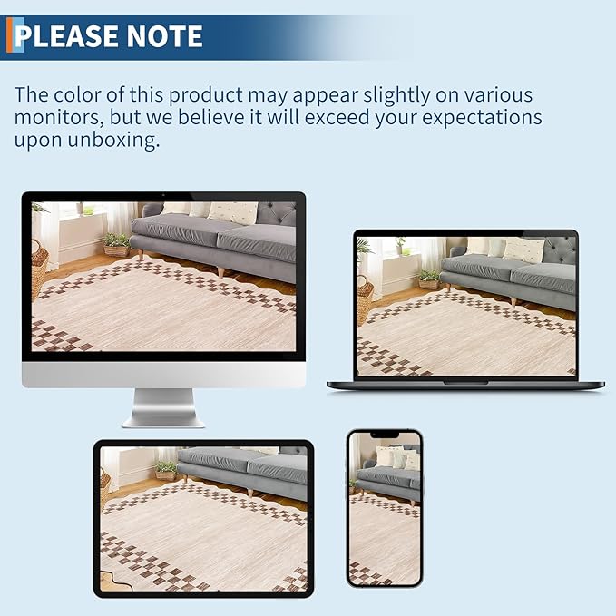 GarveeHome Hallway Runner Rug 2x6 Non Slip Scalloped Washable Rug for Kitchen Entry Stain Resistant Modern Border Throw Floor Carpet Long Runner Mat for Bathroom Living Room Bedside, Beige