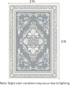 SOULFUL Medium Pile 2x3 Entryway Rug - Soft Foot Feel Small Area Rug - Greige Boho Floral - Washable Non-Slip - Perfect for Hallway Kitchen Bedroom Bathroom Indoor Entrance