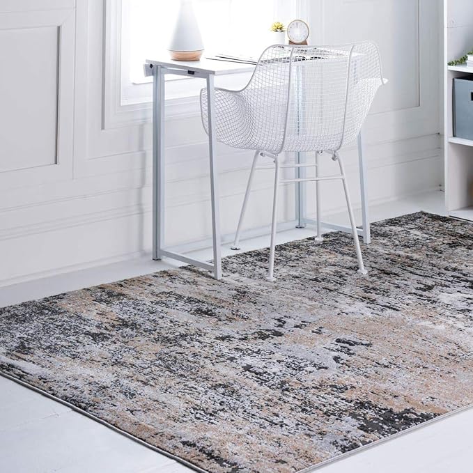 Rugs.com Leipzig Collection Area Rug – 2X3 Beige Low-Pile Rug Perfect for Entryways, Kitchens, Breakfast Nooks, Accent Pieces