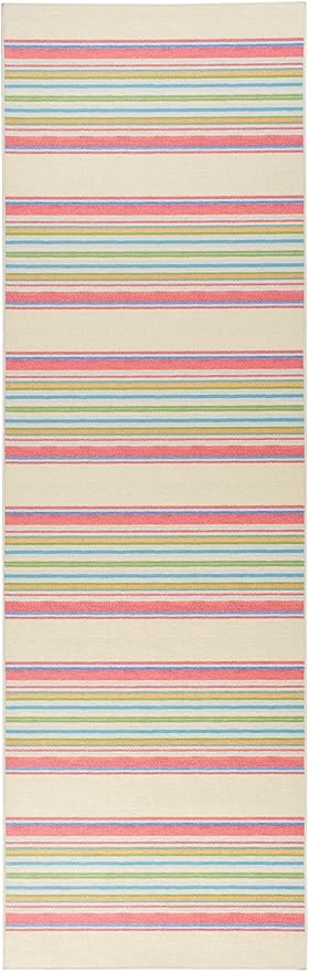 Dash & Albert Cady Stripe Multi Machine Washable Rug, 3 X 5 Feet, Multicolored Stripe Pattern - Premium Luxury Hotel Quality Soft Breathable Hypoallergenic Machine Washable Easy Care All Season