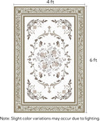 SOULFUL Medium Pile 4x6 Rugs for Living Room - Cozy Soft Underfoot Area Rug - Brown Boho Floral - Washable Non-Slip - Perfect for Bedroom Kids Room Under Dining Table Office