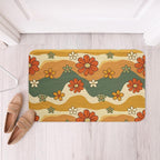 Girls Groovy Party Decorations Bath Mat for Kids Teens Boho Hippie Flower Non Slip Bath Rugs for Women Cute Rainbow Striped Super Cozy Bathroom Rug 16x24 Minimalism Abstract Art Bathroom Accessories