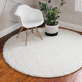 Unique Loom Davos Shag Collection Area Rug - Solid (3' 3" Round, White/ Ivory)