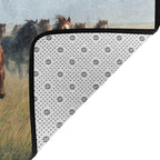 Horses Gallop Across The Grassland Area Rug Washable Outdoor Rugs Anti-Slip Soft Carpet Entryway Indoor Door Mat for Bedroom,Living Room,Porch,Terrace and Entrance Decor 9'x 6'