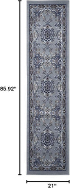 Home Dynamix Premium Sakarya Traditional Medallion Border Area Rug, Silver, 1'9"x7'2" Runner