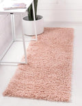 Unique Loom Davos Shag Collection Area Rug - Solid (2' 7" x 20' Runner, Dusty Rose)