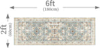 Enkor Runner Rugs for Hallway, 2x6 Washable Soft Boho Non Slip Floor Rugs for Kitchen, Modern Mat for Living Room Bedroom Entryway Beige & Green