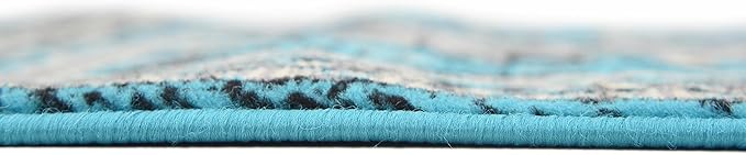 Unique Loom Taftan Collection Border Geometric Tribal Inspired Design Area Rug, 2 ft 7 in x 10 ft, Turquoise/Gray