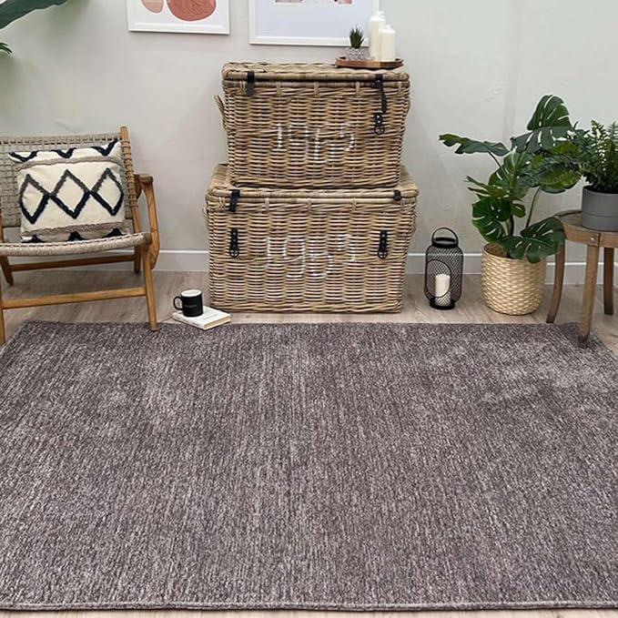 Alfa Rich 4x6 Dark Gray Washable Area Rugs for Living Room Bedroom Kitchen Cotton Decor Solid Rug