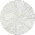 Faux Cowhide Round Area Rug | Non-Slip Leather Floor Carpet for Living Room, Bedroom, and Home Décor | Modern Stylish Accent Rug(White_5x5)