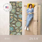 Maples Rugs Reggie Floral Runner Rug - Made in USA - Washable, Non Slip Indoor Carpet for Kitchen, Hallway, and Laundry Room, 2'6" x 8', Dark Grey