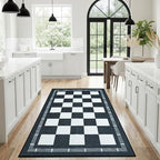Vasofe Plaid 3x5 Outdoor Patio Rug,Checkered Jute Entryway Rugs, Washable Black and White Indoor Bedroom, Farmhouse Neutral Front Door Mat,Modern Carpet for Porch Patio Balcony Kitchen
