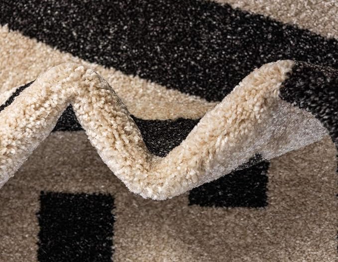 Unique Loom Athens Collection Classic Geometric Modern Border Design Area Rug (5' 0 x 8' 0 Rectangular, Black/ Beige)
