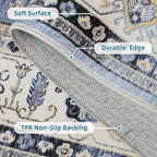 Dripex Vintage Collection Washable Area Rug - 2x3 Door Mat Small Entryway Rug Distressed Non-Slip Low-Pile Floor Carpet for Indoor Front Entrance Kitchen Bathroom Living Room Bedroom
