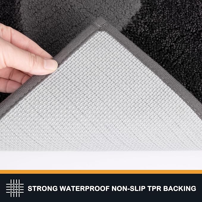 PURRUGS Dirt Trapping Door Mat 32" x 47", Non-Skid/Slip Machine Washable Microfiber Entryway Rug, Dog Doormat, Super Absorbent Welcome Mat for Muddy Wet Shoes and Paws, Charcoal