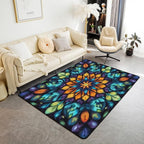 Vintage Mandala 5x7 Area Rug Bohemian Style Watercolor Flower Living Room Rug | Boho Floral Rugs for Bedroom, Antique Decor Victorian Damask Carpet Indoor Floor Mat