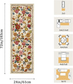 2x6 Machine Washable Runner Rug, Kitchen Hallway Area Rug Beige Vintage Boho Floral Ultra Non-Slip Low Pile Soft Faux Wool Carpet, Kids and Pets Friendly for Bedroom Entryway Nursery Home Decor Rug