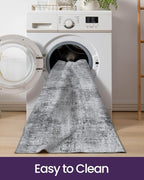 DEXI Hallway Runner Rug 3x8, Modern Abstract Non Slip Thin Soft Runners Carpet, Stain Resistant Washable Indoor Rug for Hallway Entryway Kitchen Laundry Room Living Room, Light Grey